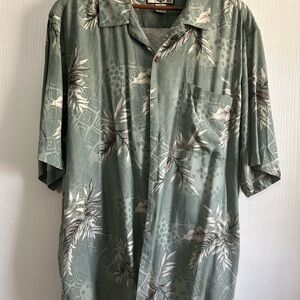 Caribbean Joe Sage Green Tropical Button Down Shirt
